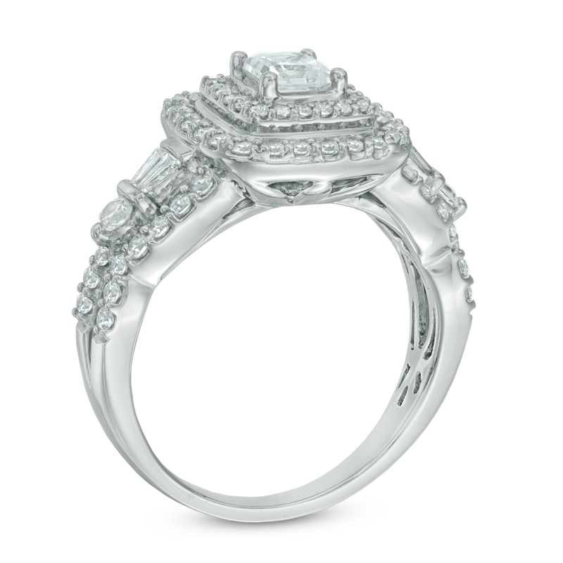 Main Image 2 of 1.75 CT. T.W. Diamond Frame Cluster Bridal Set in 14K White Gold