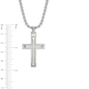 Thumbnail Image 2 of Men's 0.13 CT. T.W. Diamond Cross Pendant in Stainless Steel - 24"