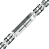 Men's 0.13 CT. T.W. Black Diamond Cross ID Bracelet in Two-Tone Stainless Steel - 8.5"
