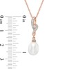 Thumbnail Image 2 of 7.5-8.0mm Freshwater Cultured Pearl and Diamond Accent Twist Pendant in Sterling Silver with 14K Rose Gold Plate