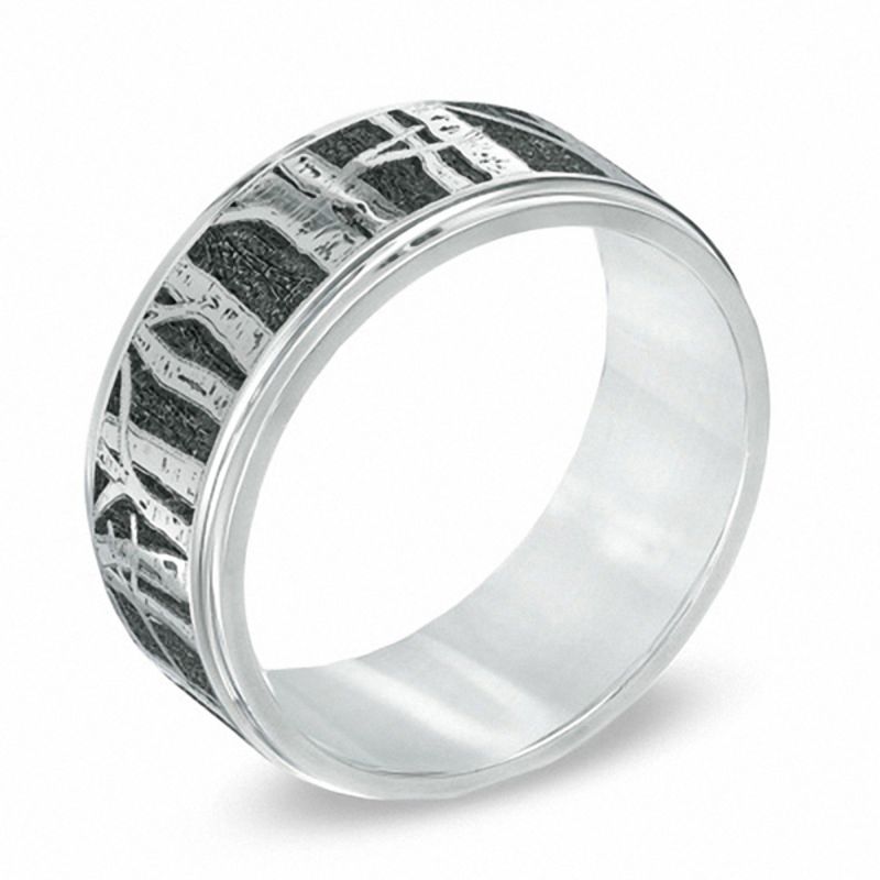 Main Image 2 of Men's 9.0mm Comfort Fit Aspen Tree Cobalt Wedding Band - Size 10