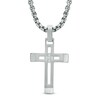 Men's Diamond Accent Cross Pendant in Stainless Steel - 24"