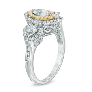 0.95 CT. T.W. Marquise Diamond Past Present Future® Ring in 14K Two-Tone Gold