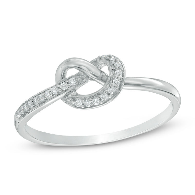 Diamond Accent Heart-Shaped Knot Ring in Sterling Silver|Peoples Jewellers