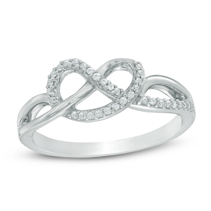 CT. T.W. Diamond Heart-Shaped Knot Split Shank Ring in Sterling Silver|Peoples Jewellers