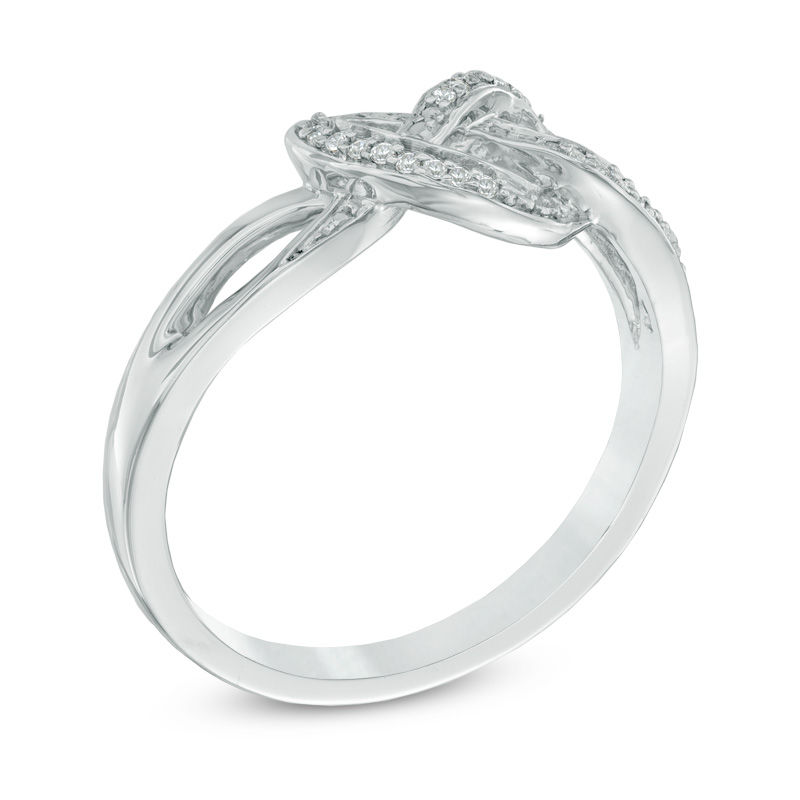 Diamond Accent Heart-Shaped Knot Split Shank Ring Sterling Silver