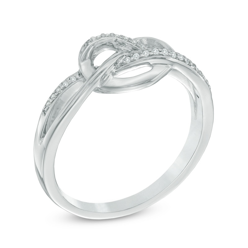0.10 CT. T.W. Diamond Heart-Shaped Knot Split Shank Ring in Sterling Silver