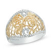 Thumbnail Image 1 of Vera Wang Love Collection 0.15 CT. T.W. Diamond Rose Lace Ring in Sterling Silver and 14K Gold