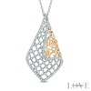 Thumbnail Image 1 of Vera Wang Love Collection 0.26 CT. T.W. Diamond Rose Lace Pendant in Sterling Silver and 14K Gold