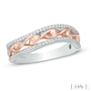 Vera Wang Love Collection 0.13 CT. T.W. Diamond Ribbon Band in Sterling Silver and 14K Rose Gold