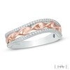 Thumbnail Image 0 of Vera Wang Love Collection 0.13 CT. T.W. Diamond Ribbon Band in Sterling Silver and 14K Rose Gold