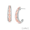Thumbnail Image 1 of Vera Wang Love Collection 0.23 CT. T.W. Diamond J-Hoop Earrings in Sterling Silver and 14K Rose Gold