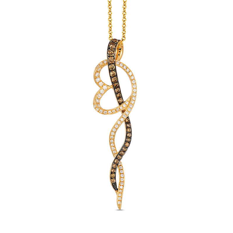 Main Image 1 of Le Vian Chocolate Diamonds® 0.51 CT. T.W. Diamond Abstract Loop Pendant in 14K Honey Gold™