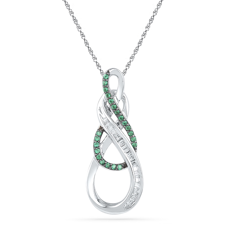 0.25 CT. T.W. Enhanced Green and White Diamond Double Infinity Pendant in Sterling Silver