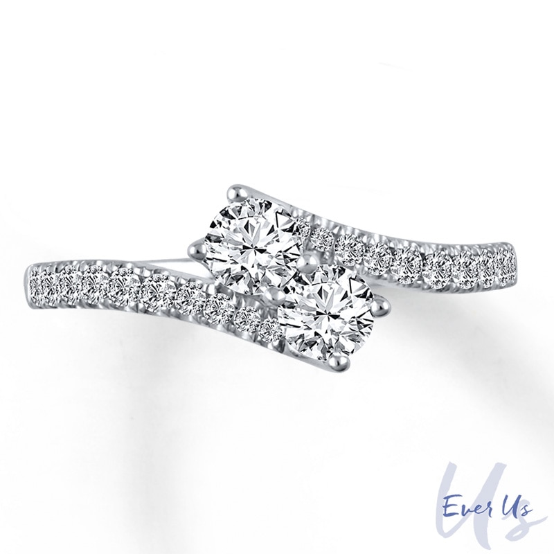 Main Image 1 of Ever Us™ 1.00 CT. T.W. Two-Stone Diamond Ring in 14K White Gold