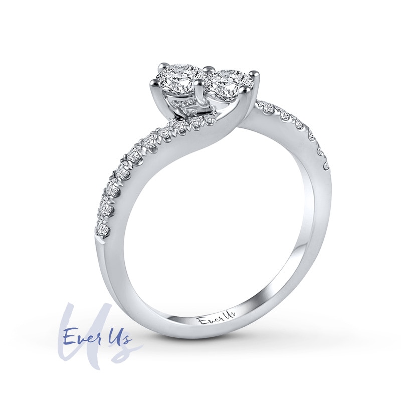 Main Image 2 of Ever Us™ 1.00 CT. T.W. Two-Stone Diamond Ring in 14K White Gold