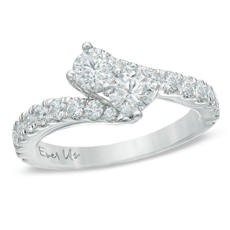 Main Image 1 of Ever Us™ 1.50 CT. T.W. Two-Stone Diamond Ring in 14K White Gold