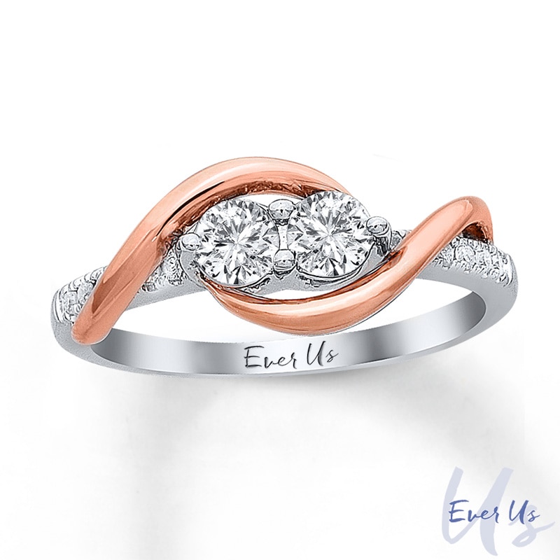 Ever Us™ CT. T.W. Two-Stone Diamond Swirl Anniversary Band 14K Two-Tone Gold
