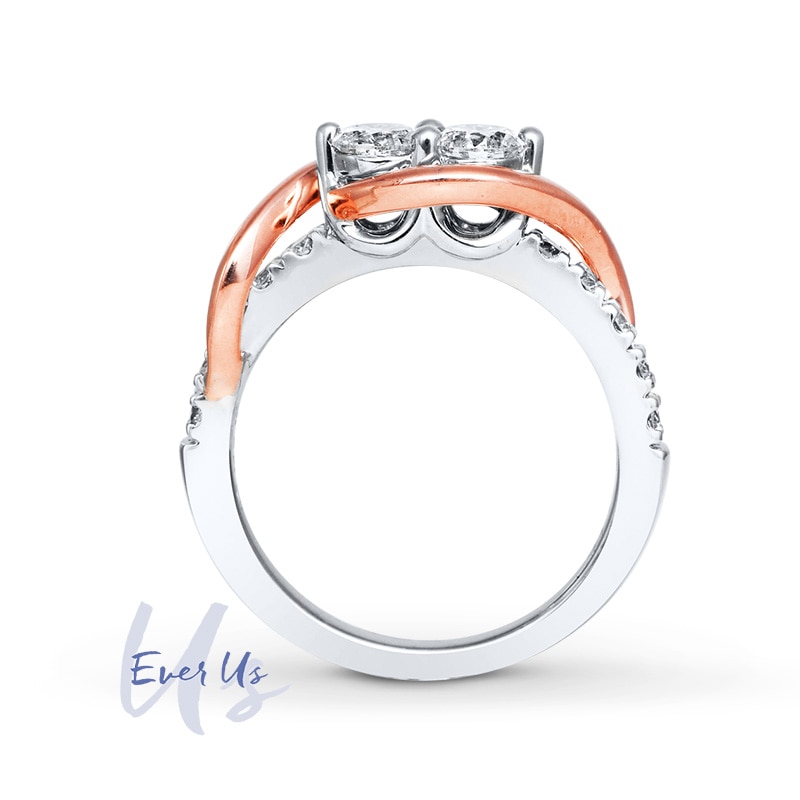 Ever Us™ 0.75 CT. T.W. Two-Stone Diamond Swirl Anniversary Band in 14K Two-Tone Gold
