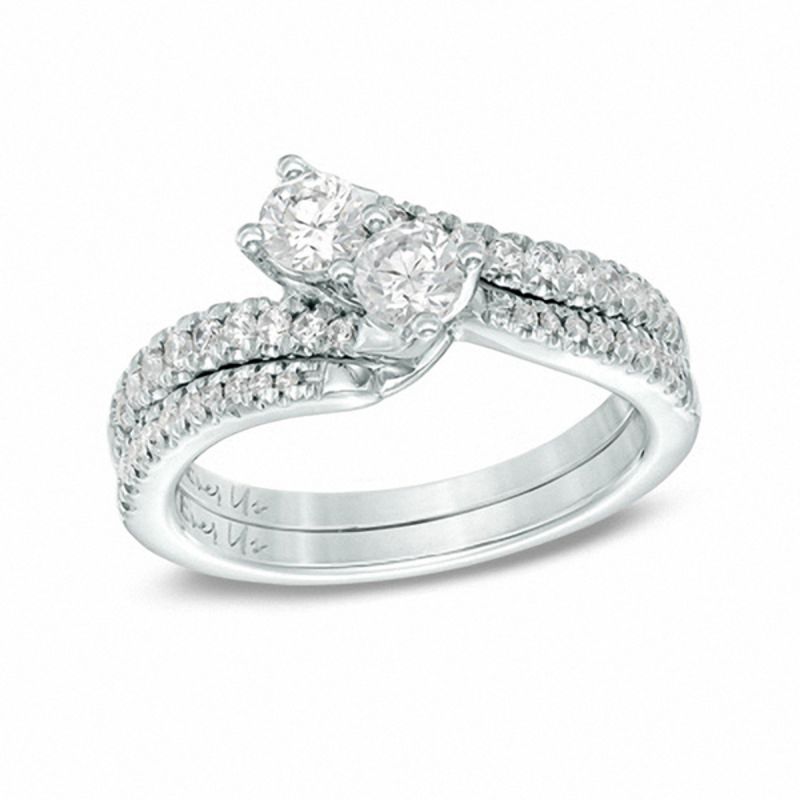 Ever Us 0.50 CT. T.W. Two Stone Diamond Bypass Ring in 14K White Gold Peoples Jewellers