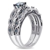 Thumbnail Image 2 of 0.99 CT. T.W. Enhanced Blue Diamond Vintage-Style Bridal Set in 10K White Gold