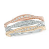 0.25 CT. T.W. Diamond Three Row Twist Band in 10K Tri-Tone Gold