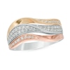 Thumbnail Image 0 of 0.38 CT. T.W. Diamond Three Row Slant Band in 10K Tri-Tone Gold