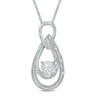 Thumbnail Image 0 of 5.0mm Lab-Created White Sapphire and Diamond Accent Double Teardrop Pendant in Sterling Silver