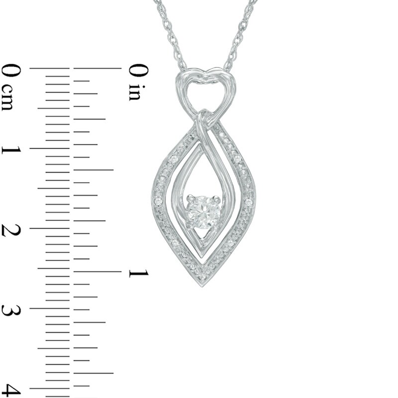 Main Image 2 of 5.0mm Lab-Created White Sapphire and Diamond Accent Kite-Shaped with Heart Pendant in Sterling Silver