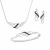 Thumbnail Image 1 of 0.11 CT. T.W. Enhanced Black and White Diamond Loose Braid Three Piece Set in Sterling Silver