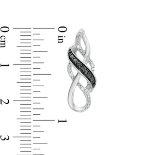 0.11 CT. T.W. Enhanced Black and White Diamond Loose Braid Three Piece Set in Sterling Silver