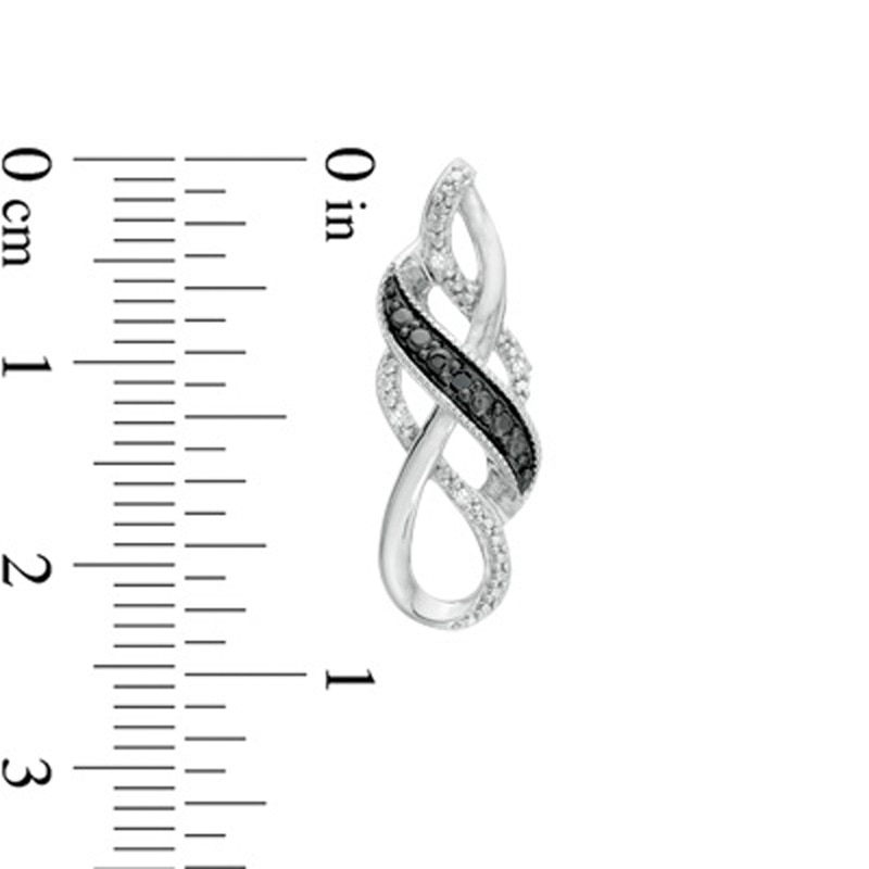Main Image 4 of 0.11 CT. T.W. Enhanced Black and White Diamond Loose Braid Three Piece Set in Sterling Silver