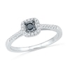 Thumbnail Image 1 of 0.30 CT. T.W.  Black and White Diamond Frame Bridal Set in 10K White Gold