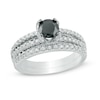 Thumbnail Image 1 of 1.25 CT. T.W. Enhanced Black and White Diamond Split Shank Bridal Set in 10K White Gold