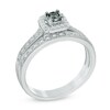 Thumbnail Image 2 of 0.33 CT. T.W. Enhanced Black and White Diamond Square Frame Bridal Set in Sterling Silver