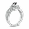 0.50 CT. T.W. Enhanced Black and White Diamond Swirl Bridal Set in 10K White Gold