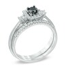 Thumbnail Image 1 of 0.50 CT. T.W. Enhanced Black and White Diamond Three Stone Bridal Set in 10K White Gold