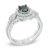 Thumbnail Image 2 of 1.25 CT. T.W. Enhanced Black and White Diamond Frame Bridal Set in 10K White Gold