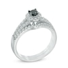 Thumbnail Image 1 of 0.50 CT. T.W. Enhanced Black and White Diamond Split Shank Bridal Set in 10K White Gold