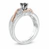 Thumbnail Image 2 of 0.50 CT. T.W. Enhanced Black and White Diamond Bridal Set in Sterling Silver and 10K Rose Gold
