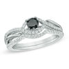 Thumbnail Image 0 of 0.50 CT. T.W. Enhanced Black and White Diamond Bypass Bridal Set in Sterling Silver