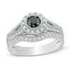 Thumbnail Image 1 of 0.58 CT. T.W. Enhanced Black and White Diamond Frame Bridal Set in 10K White Gold