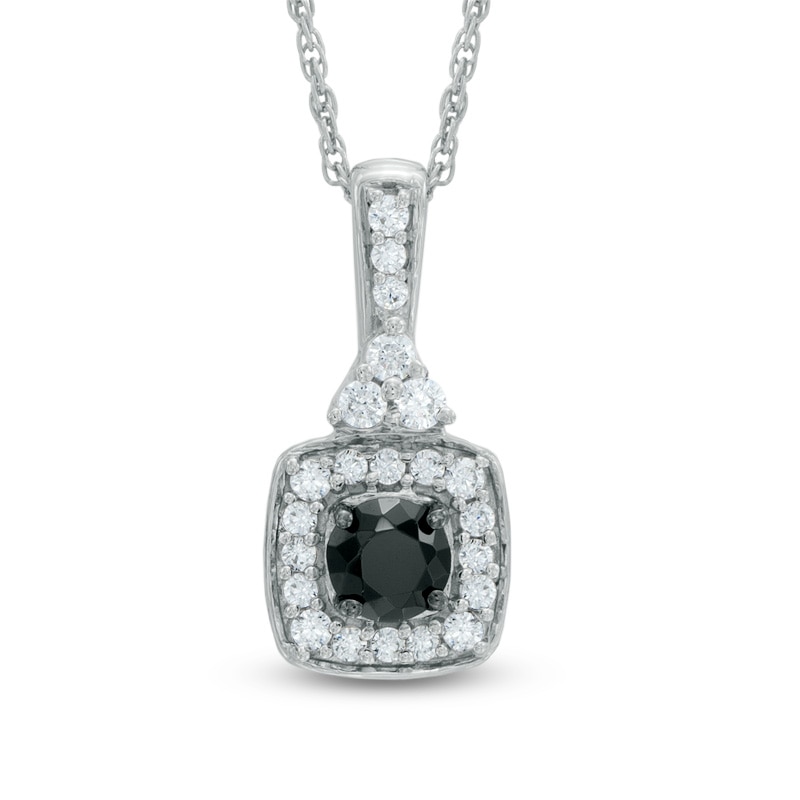 0.50 CT. T.W. Enhanced Black and White Diamond Square Pendant in Sterling Silver