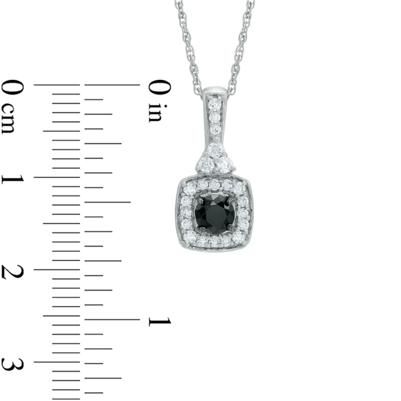0.50 CT. T.W. Enhanced Black and White Diamond Square Pendant in Sterling Silver