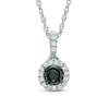 Thumbnail Image 0 of 0.16 CT. T.W. Enhanced Black and White Diamond Frame Pendant in Sterling Silver