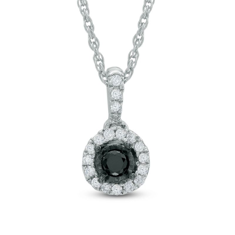 0.16 CT. T.W. Enhanced Black and White Diamond Frame Pendant in Sterling Silver|Peoples Jewellers