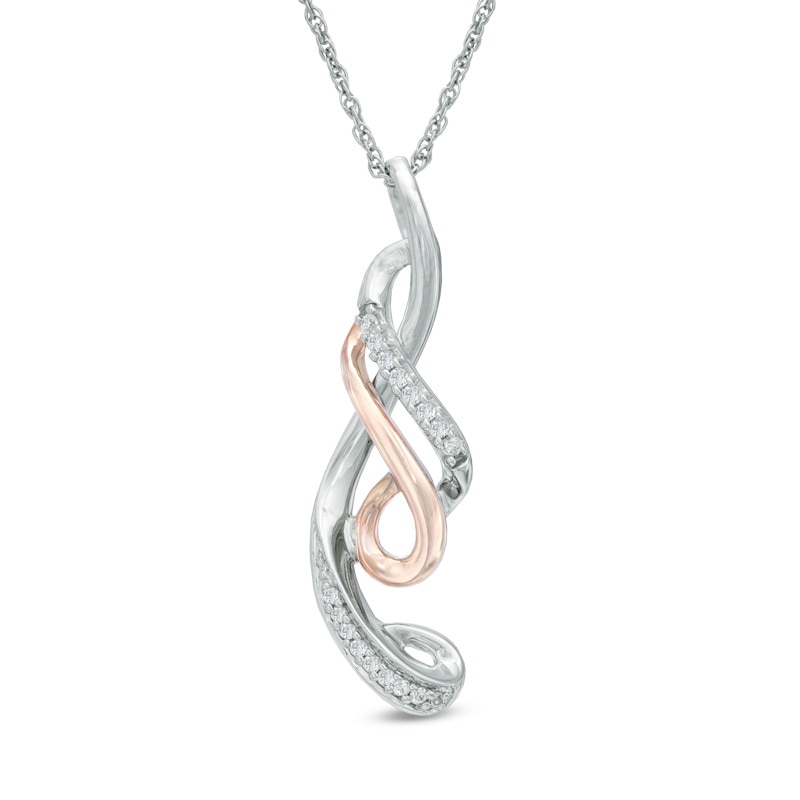 0.10 CT. T.W. Diamond Looping Ribbon Pendant in 10K Two-Tone Gold|Peoples Jewellers