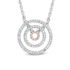 Thumbnail Image 1 of 0.25 CT. T.W. Diamond Multi-Row Circle Necklace in 10K Two-Tone Gold