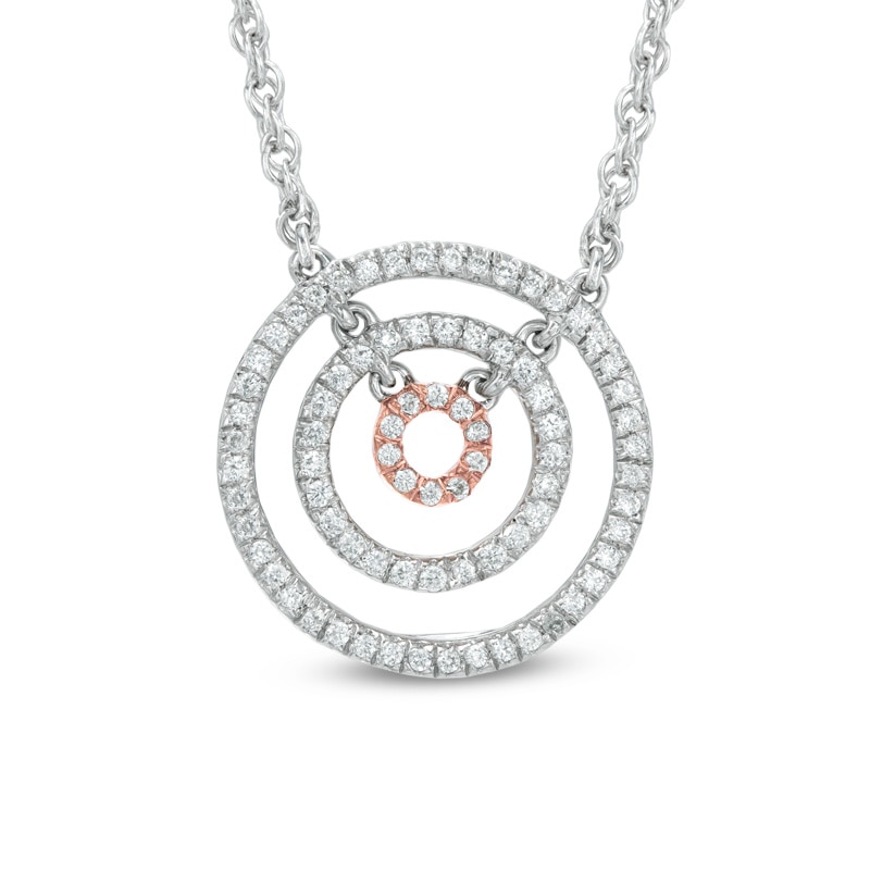 0.25 CT. T.W. Diamond Multi-Row Circle Necklace in 10K Two-Tone Gold|Peoples Jewellers