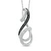 Thumbnail Image 1 of Enhanced Black and White Diamond Accent Beaded Infinity Ribbon Pendant in Sterling Silver